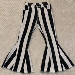 Black Stripe Bell Bottom Flare Jeans